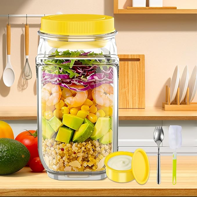 Salad Jar with Side Opening & Dressing Cup
