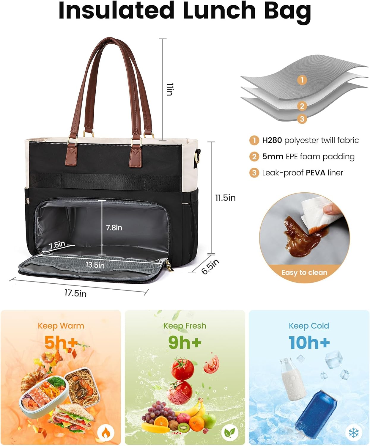 Lunch Bag for Women with Insulated Lunch Compartment