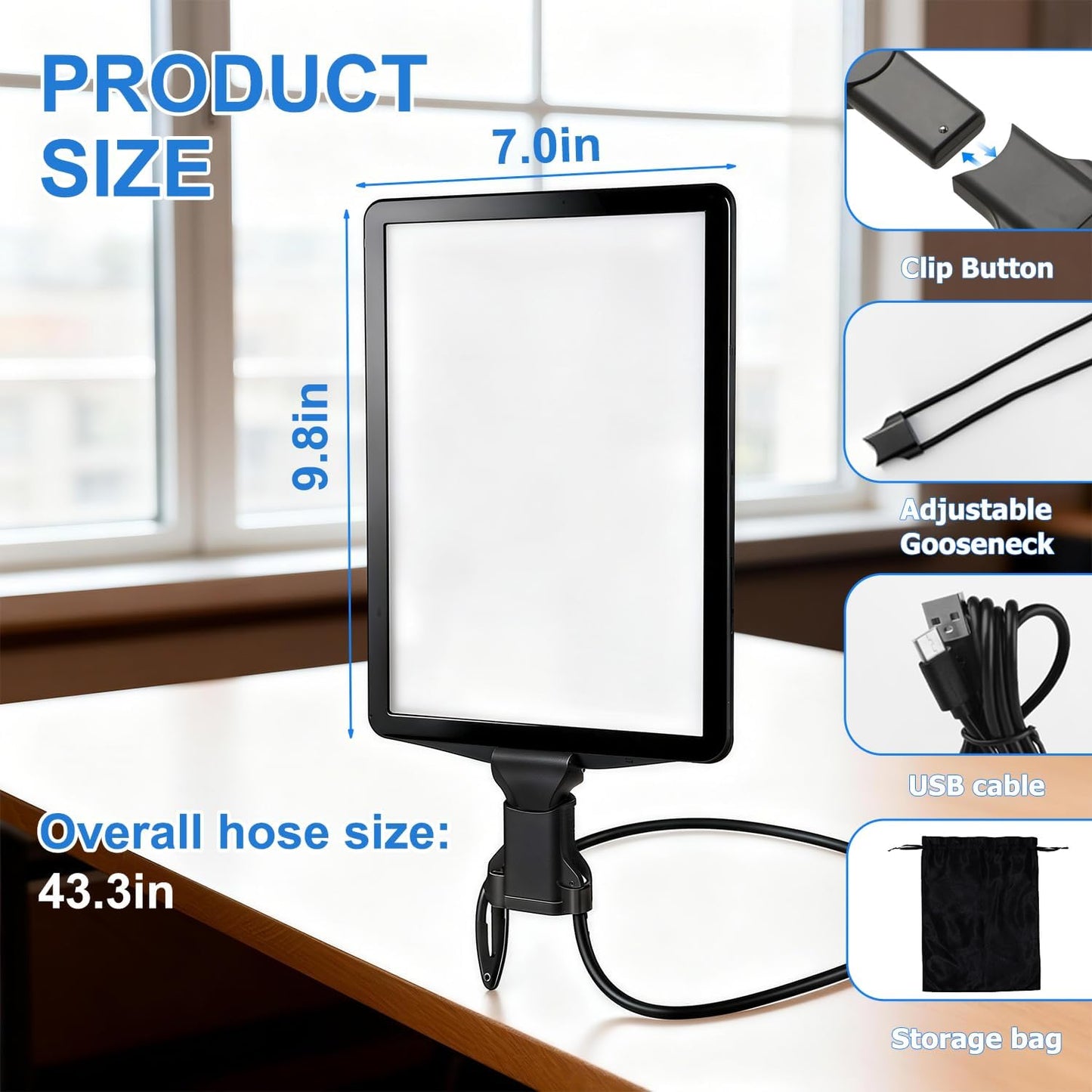 Large Hands-Free Magnifying Glass with 50 Ultra-Bright LED Light
