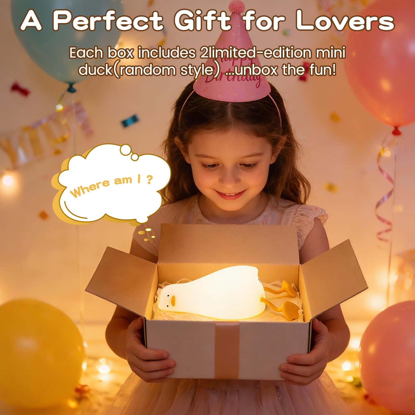 Lying Flat Duck Night Light for Kids Gifts Room Decor
