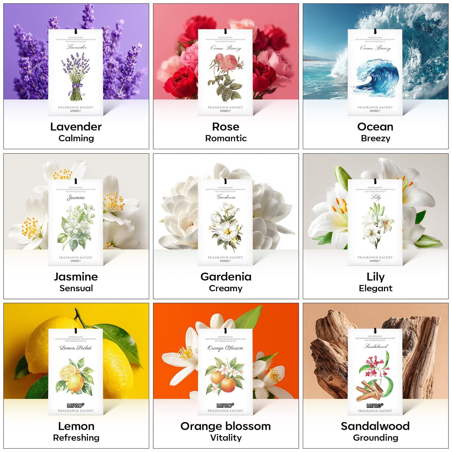 12 Pack Assorted Floral Scented Sachets