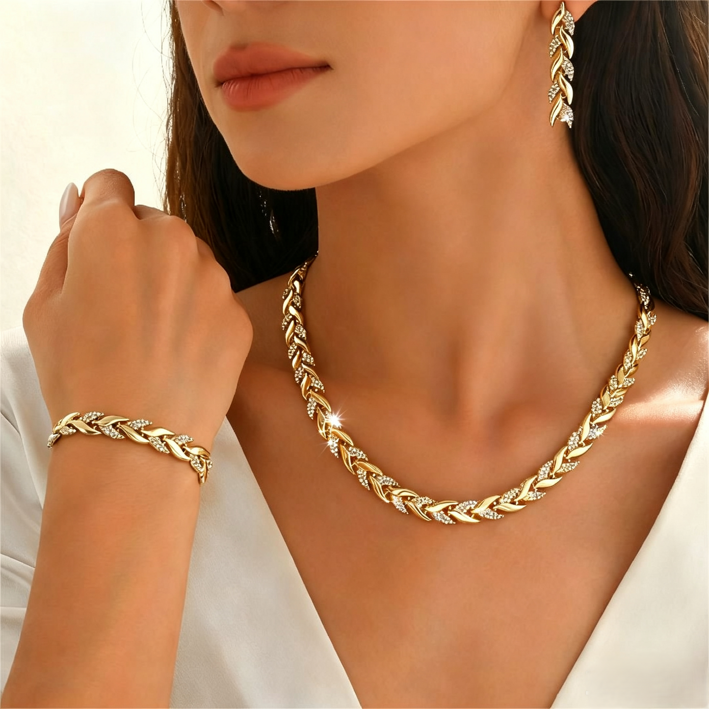 Elegant Crystal Chain Jewelry Set
