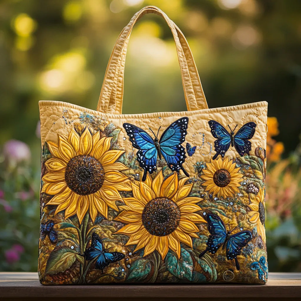 Sunflower and Butterfly Handmade Tote Bag