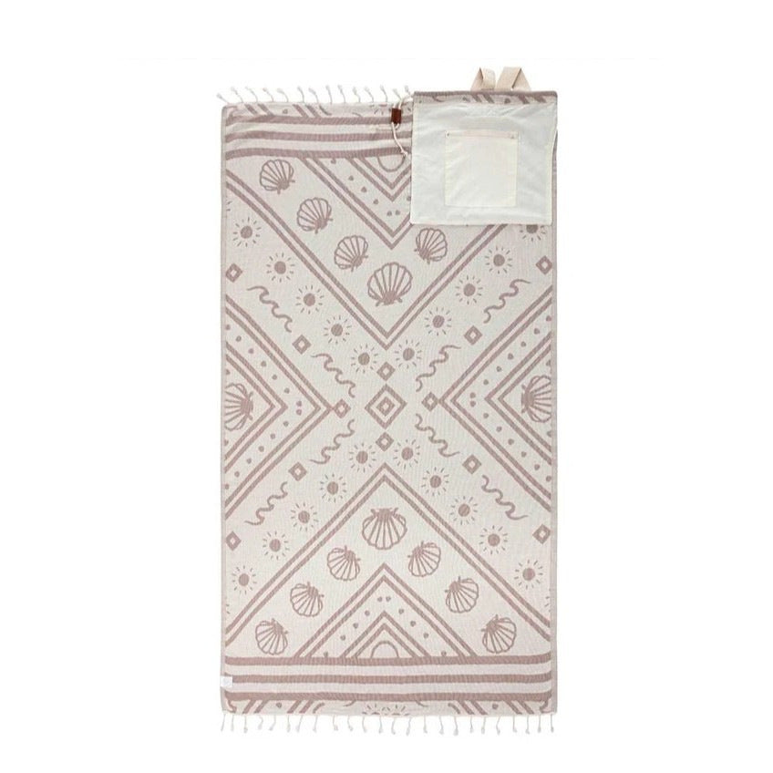 2-in-1 Seashells Towel Bag