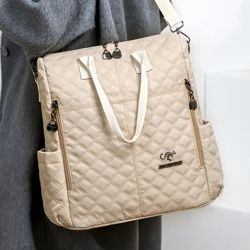 Anti-Theft Vintage Quilted Nylon Women's Backpack