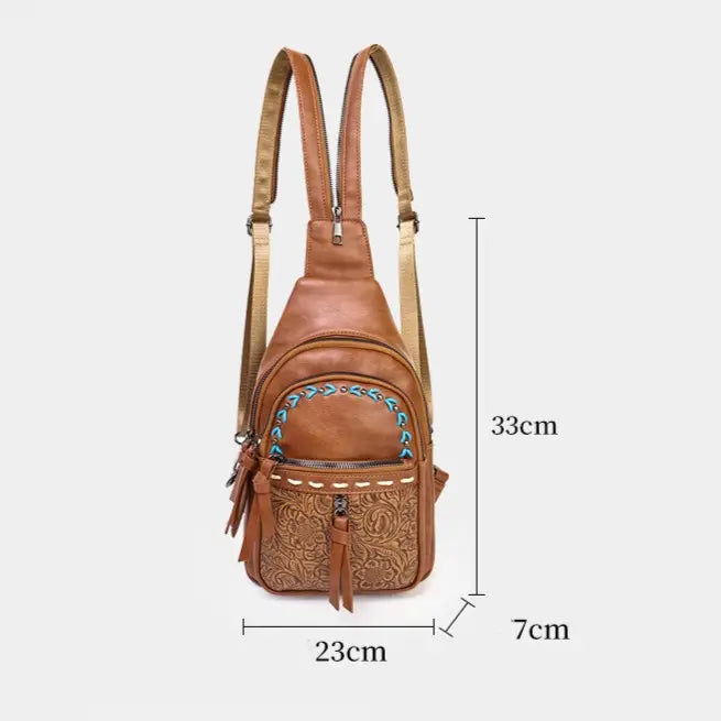 2-Way Wear Sling Boho Western Print Convertible Backpack