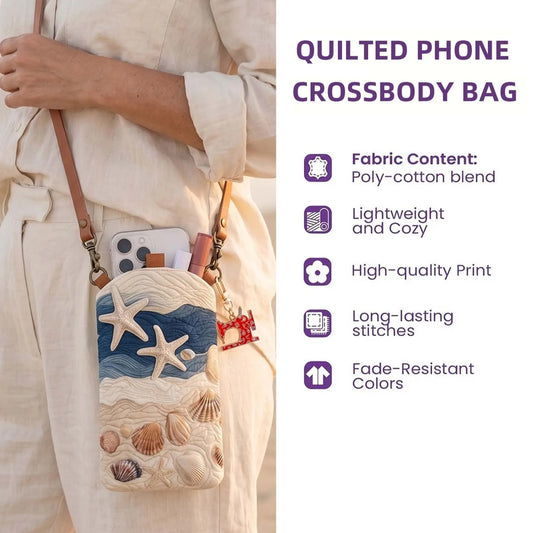 Cute Cat Quilted Slim Phone Crossbody Bag