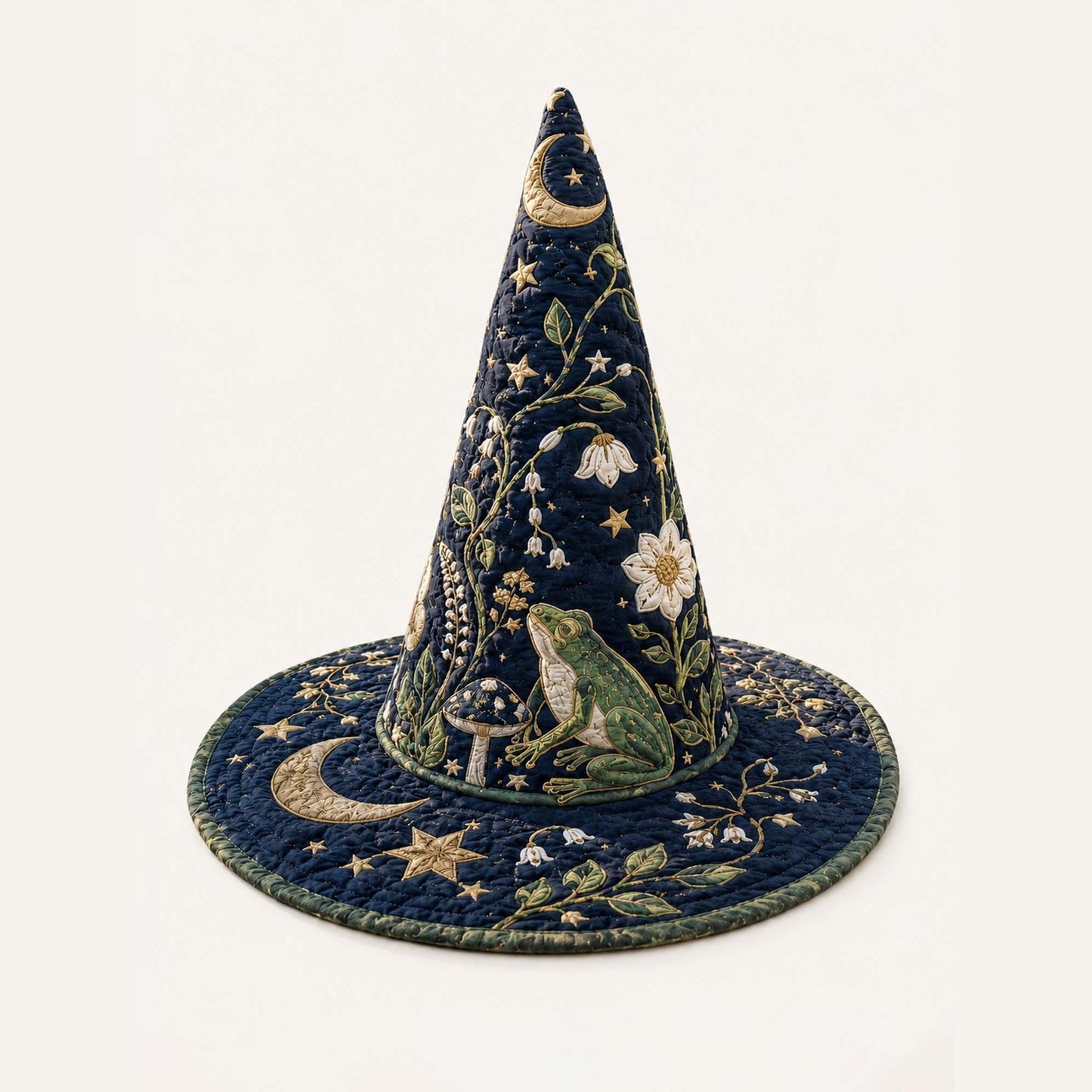 Enchanted Moon Garden Handcrafted Quilted Witch Hat