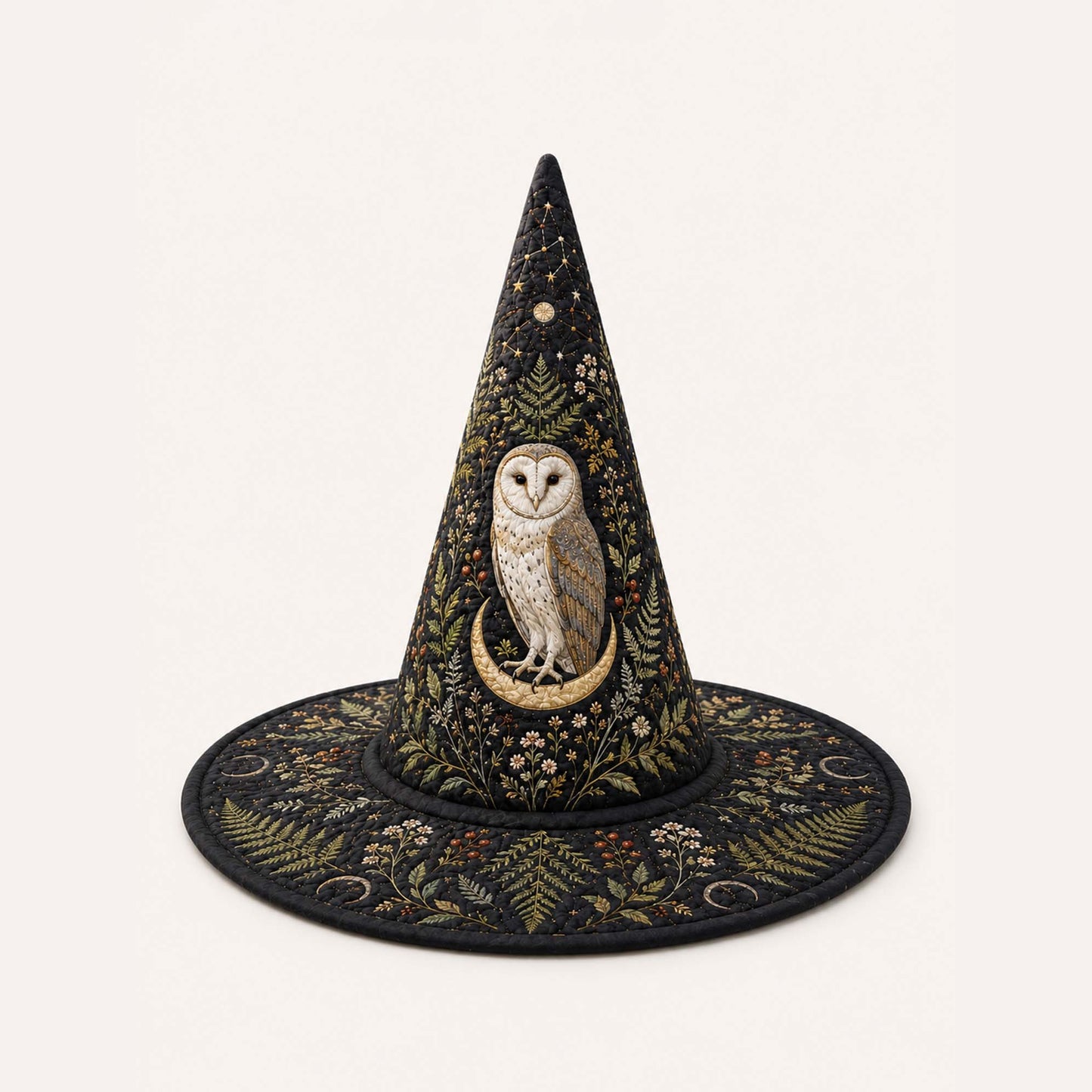 Moonlit Owl Dark Forest Gothic Handcrafted Quilted Witch Hat