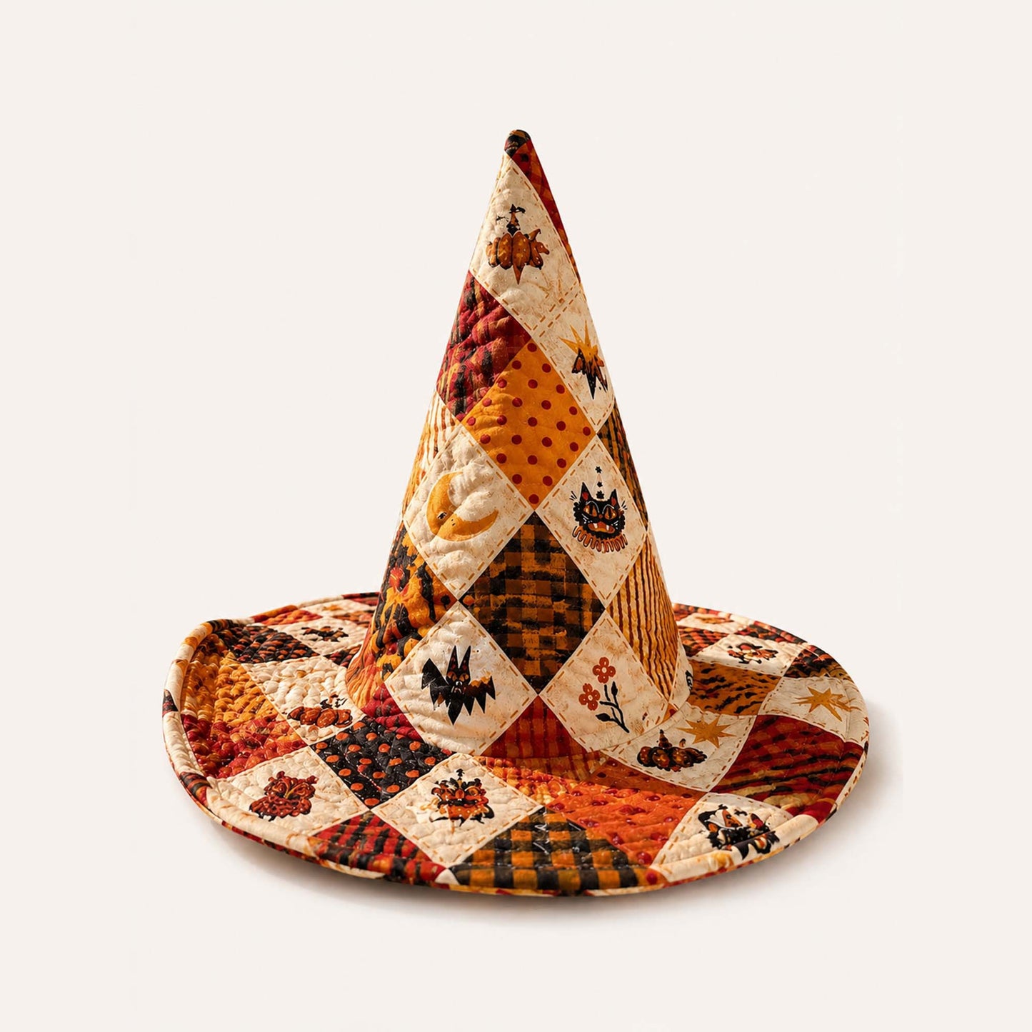 Vintage Patchwork Halloween Handcrafted Quilted Witch Hat