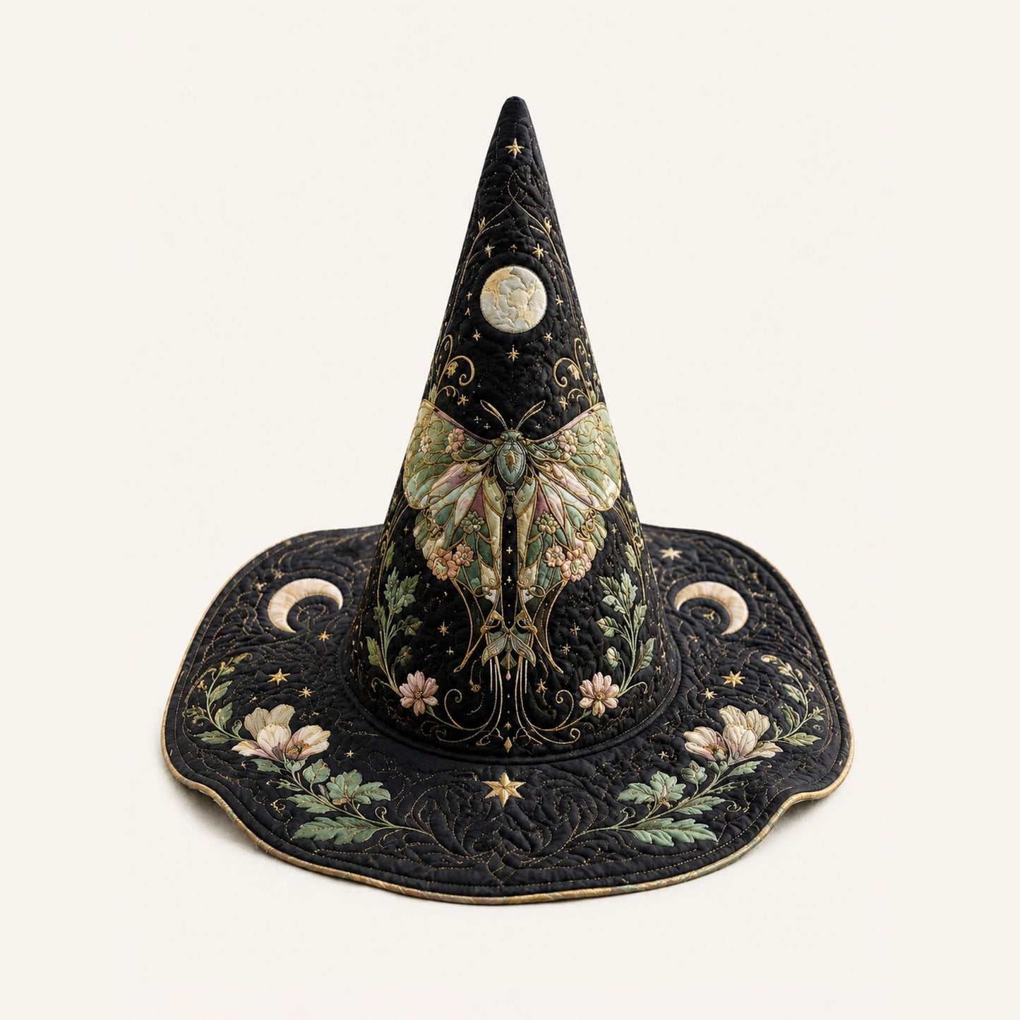 Moth Fairy Victorian Gothic Handcrafted Quilted Witch Hat