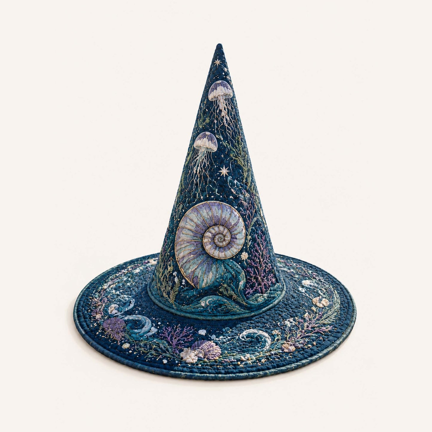 Deep Sea Mermaid Coastal Gothic Handcrafted Quilted Witch Hat