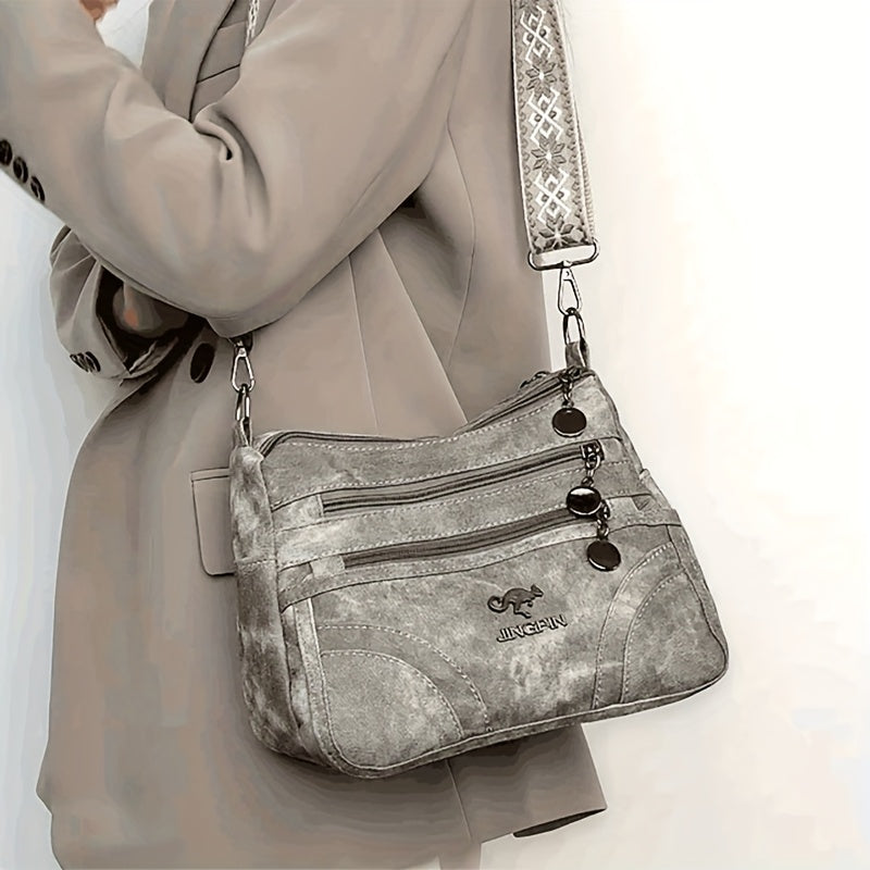 Women's Length Multi-Pocket Crossbody Shoulder Bag