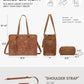 Vintage Embossed Leather Laptop Tote Set