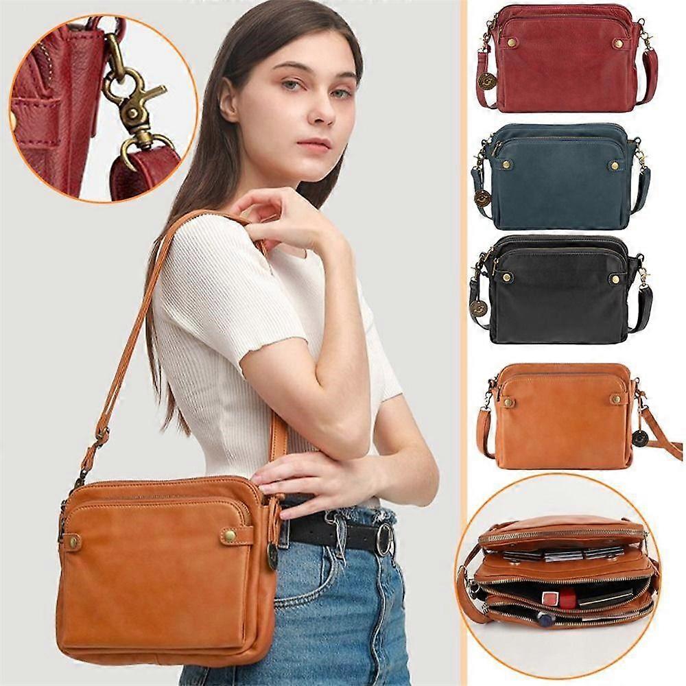 Three Layer Leather Crossbody Shoulder