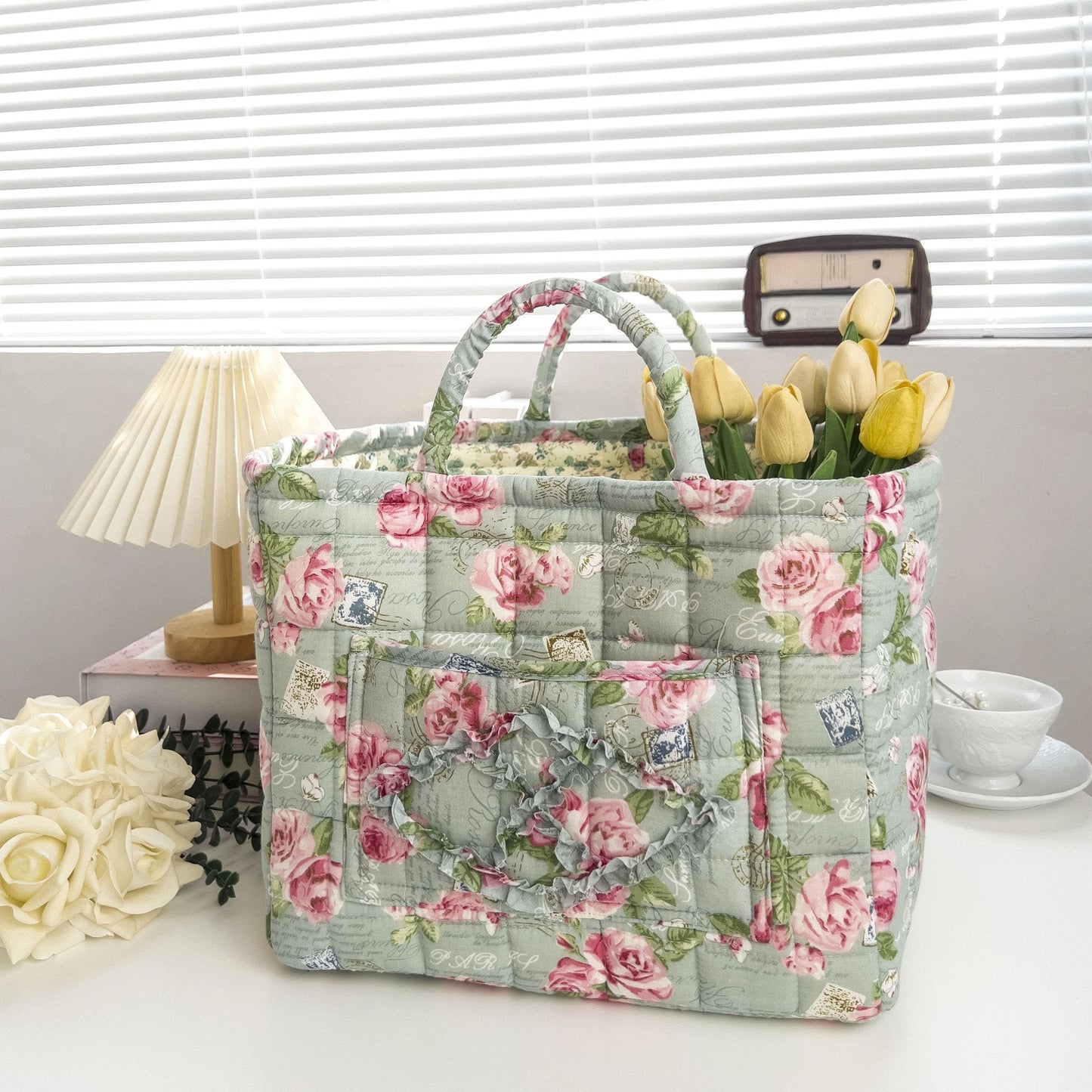 Large Capacity Floral Interior Storage Basket