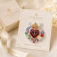Sacred Heart Floral Gemstone Brooch | Vintage Palace-Inspired Statement Pin