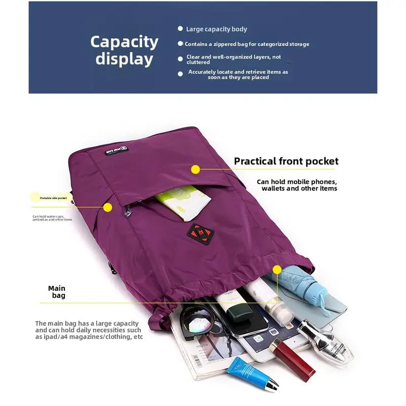 Lightweight Foldable Waterproof Drawstring Backpack