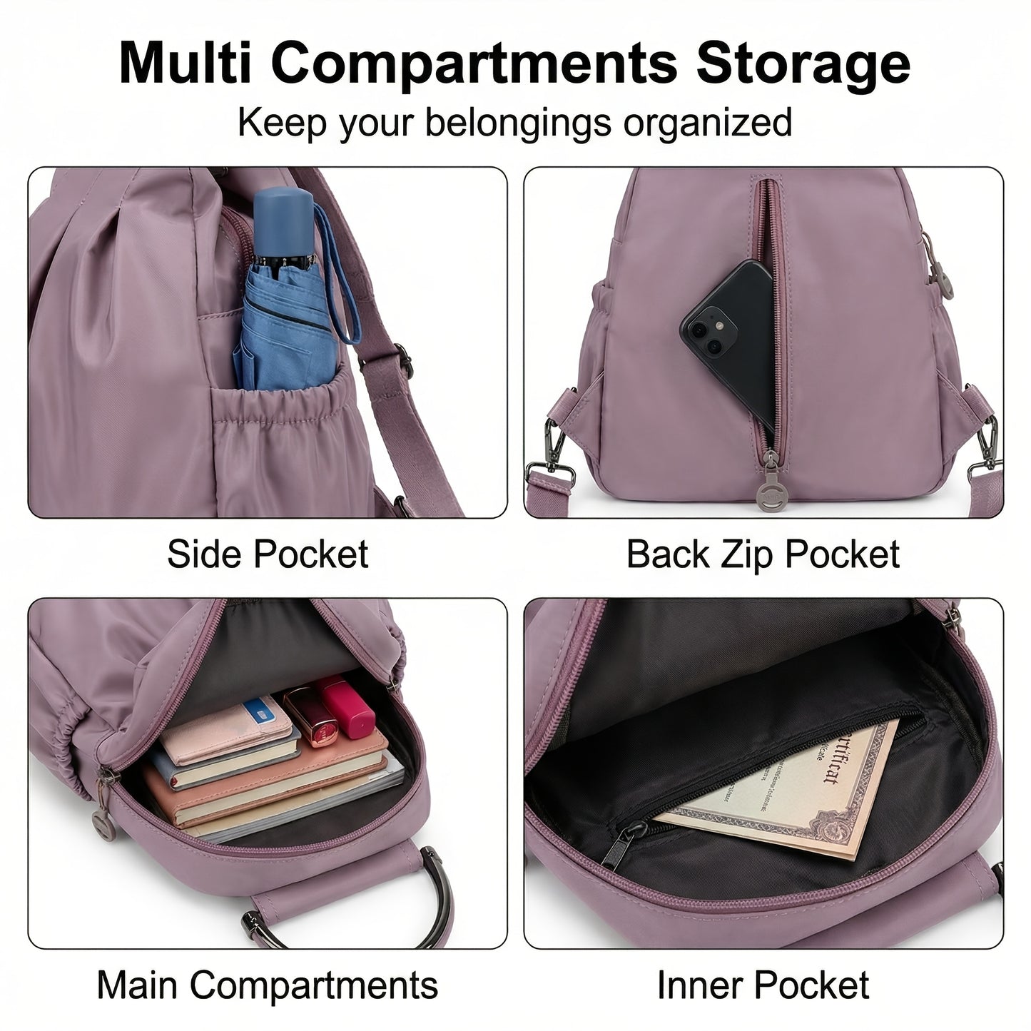Women's Lightweight Nylon Casual Backpack