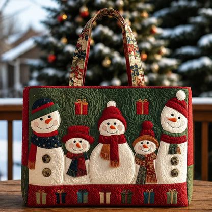 Cheerful Snowman Handmade Tote Bag