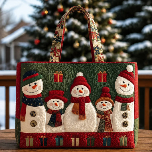 Cheerful Snowman Handmade Tote Bag