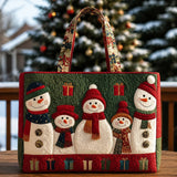 Cheerful Snowman Handmade Tote Bag