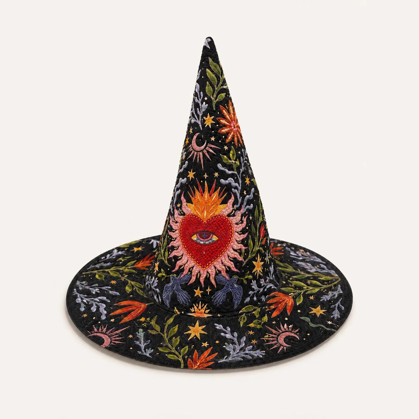 Sacred Heart Handcrafted Quilted Witch Hat