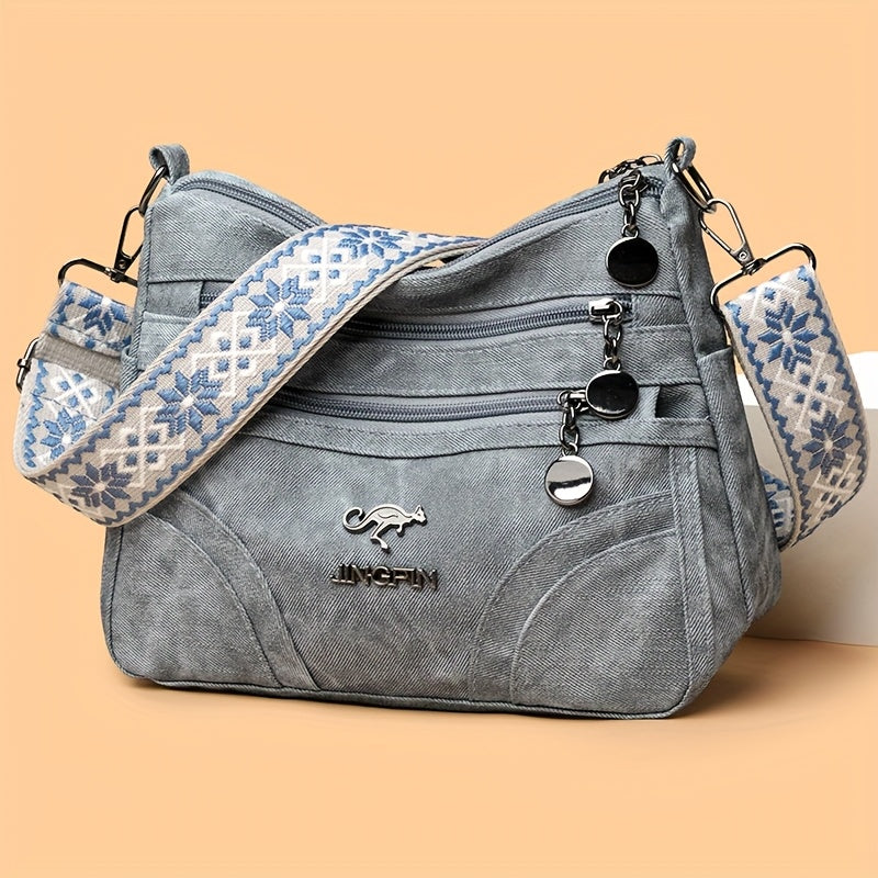 Women's Length Multi-Pocket Crossbody Shoulder Bag