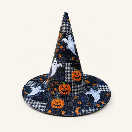 Spooky Ghost Halloween Handcrafted Quilted Witch Hat
