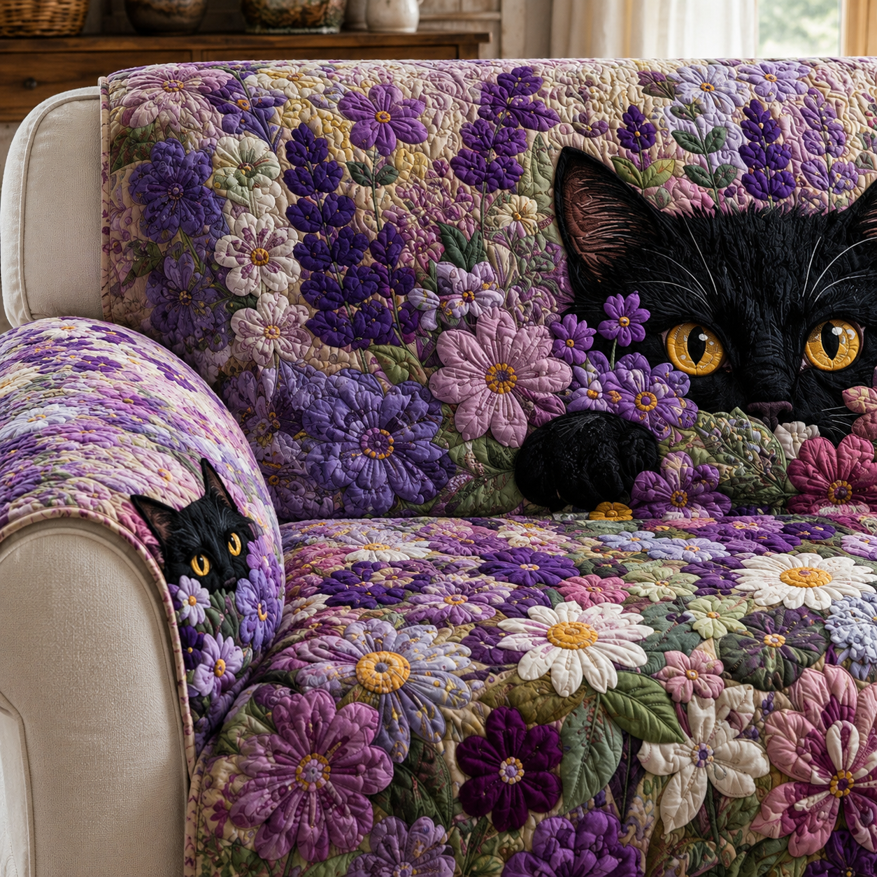 Lavender Haven Quilted Sofa Cover