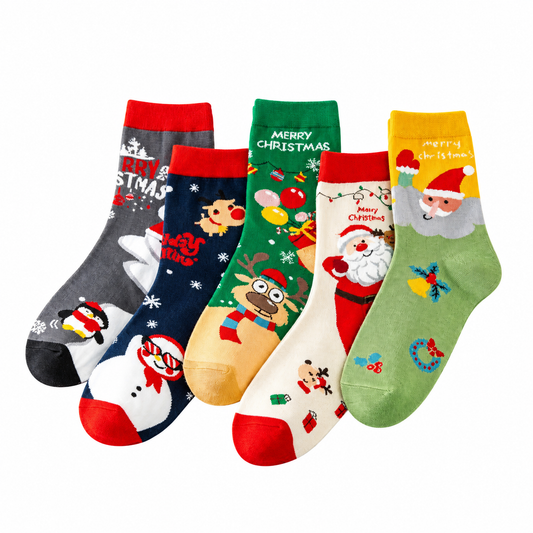 Christmas Animal Face Socks 5 Pairs