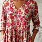 Flower Printing Long Blouse Eith A Striking Pattern