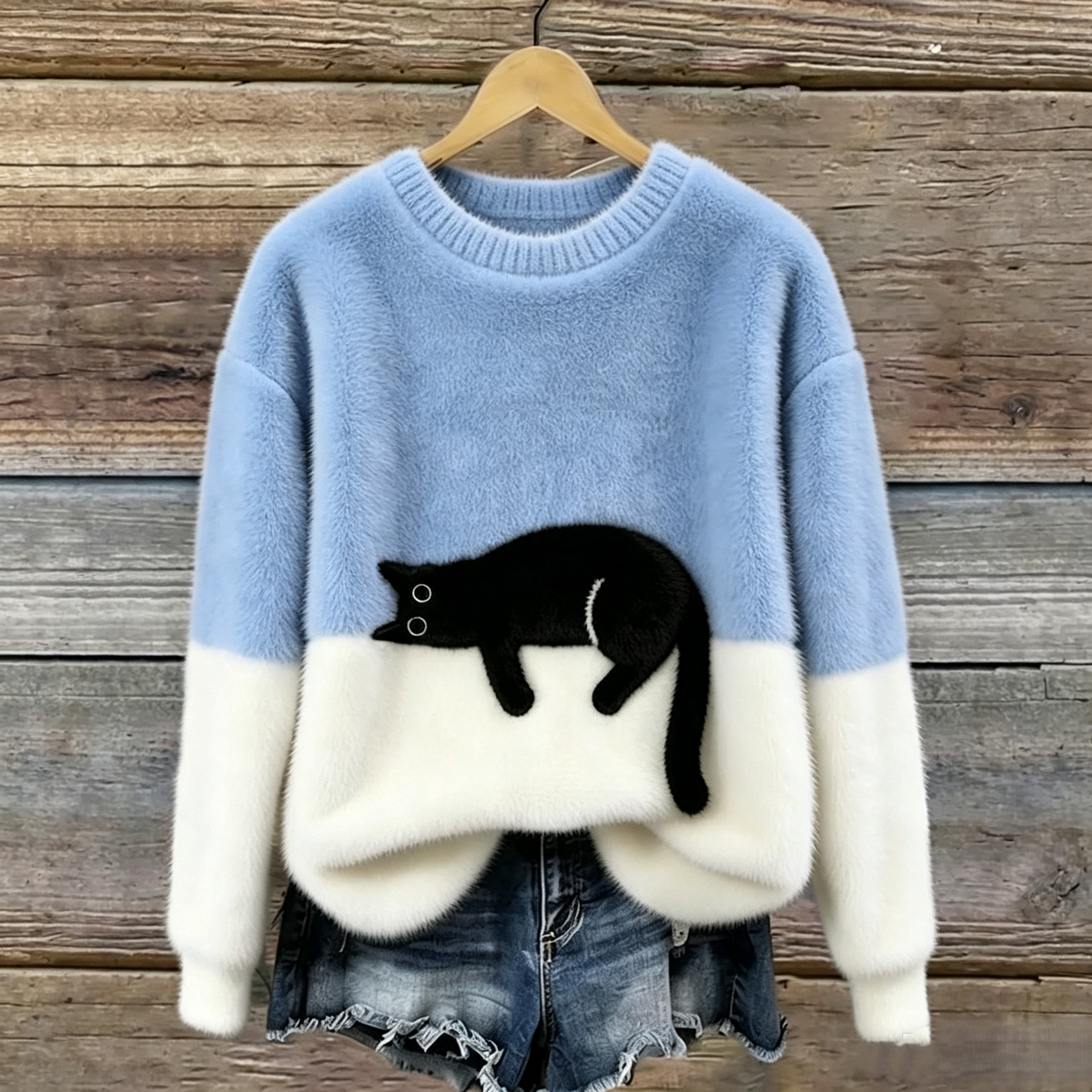 Black Cat Cosy Oversized Plush Sweatshirt