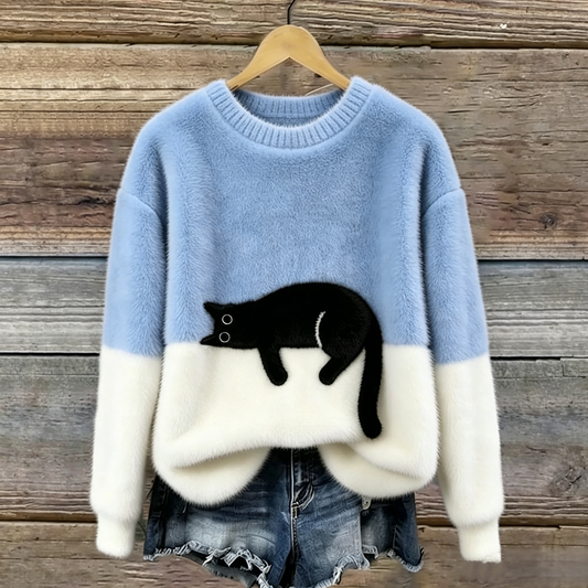 Black Cat Cosy Oversized Plush Sweatshirt