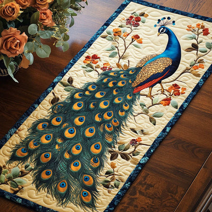 Peacock Quilted Table Runner