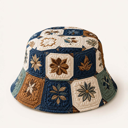 Vintage Boho Floral Quilted Bucket Hat