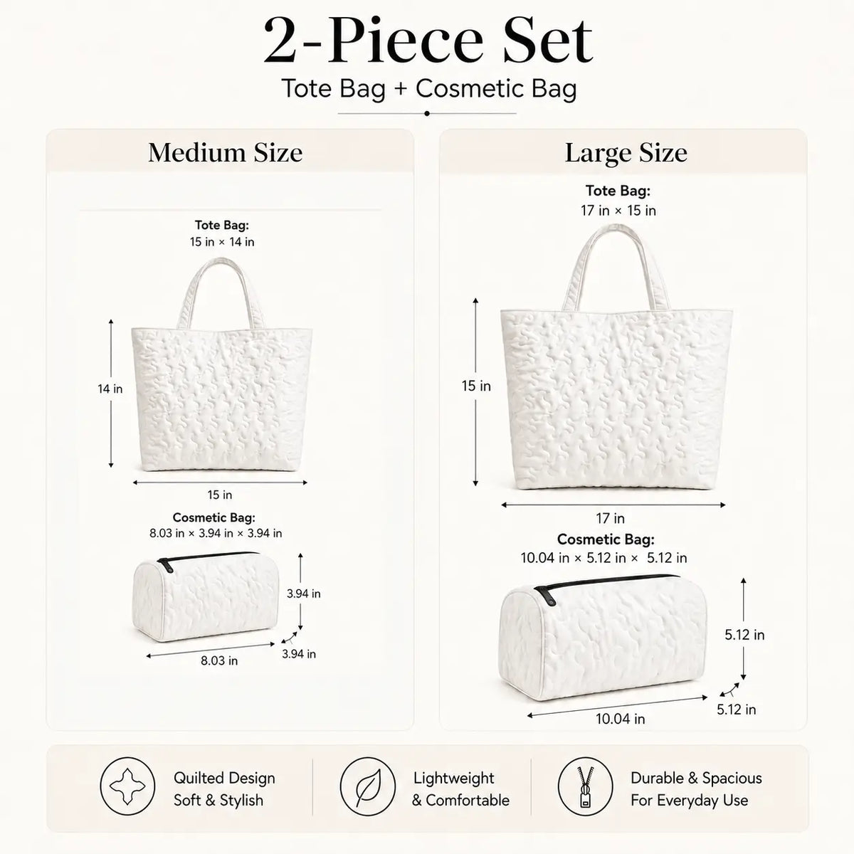 2pcs Blue Dragonfly Quilted Tote Bag Set