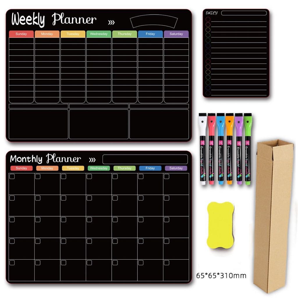 Magnetic Calendar Board with Erasable Markers