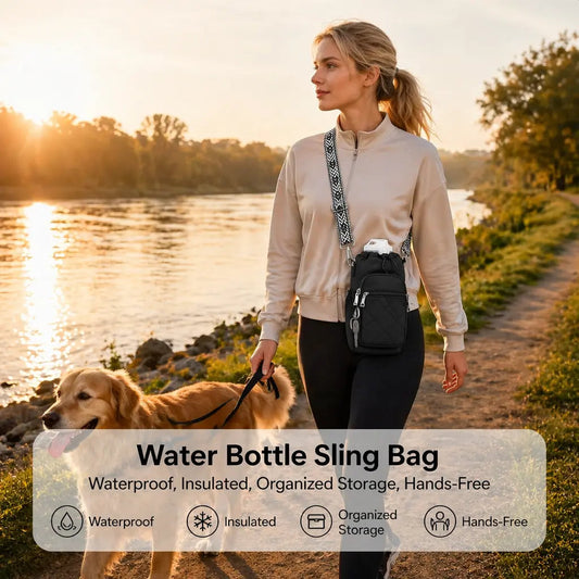 Water Bottle Bag Crossbody，Insulated Water Bottle Purse Crossbody Water Bottle Holder with Strap