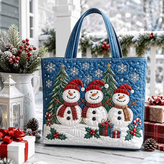 Snowman Trio Handmade Tote Bag