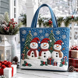 Snowman Trio Handmade Tote Bag