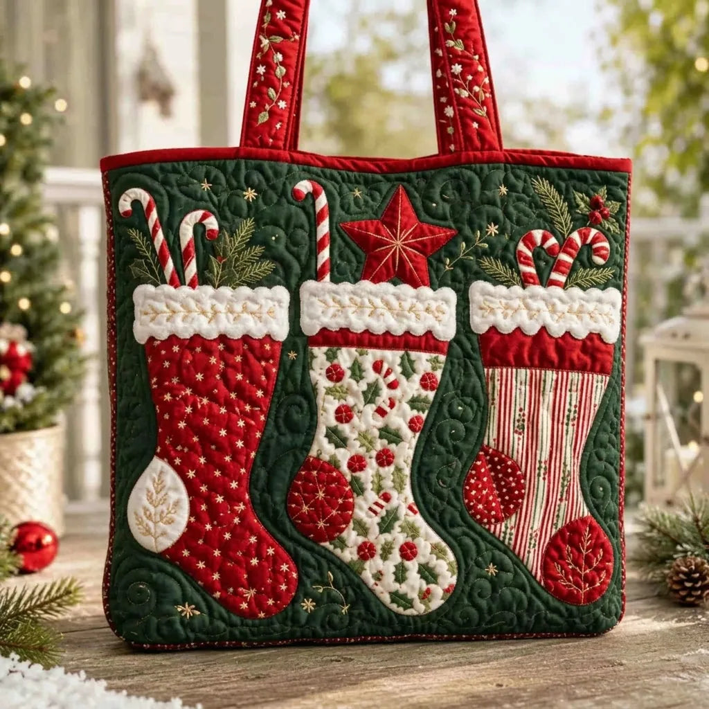 Holiday Stockings Handmade Tote Bag