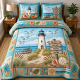 Coastal Life Lighthouse Quilted Bedding Set