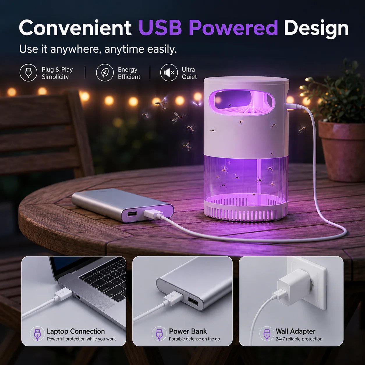 Quiet UV Mosquito Trap – Chemical-Free & Safe for Kids & Pets