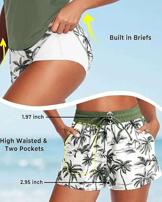 3 Piece Tankini with Shorts - Sporty Swimsuit