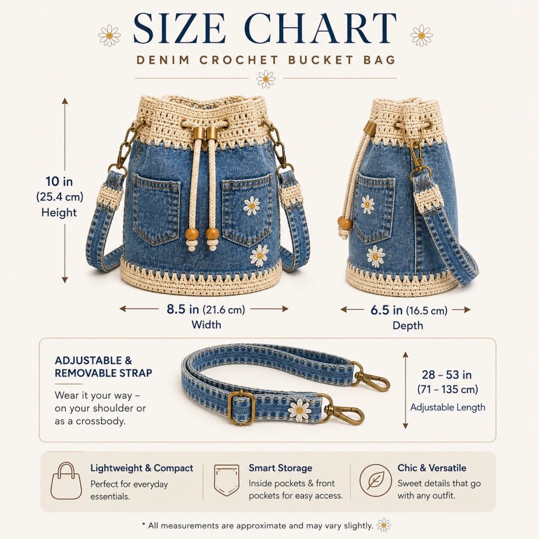 Denim Crochet Bucket Bag