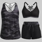 3 Piece Tankini with Shorts - Sporty Swimsuit