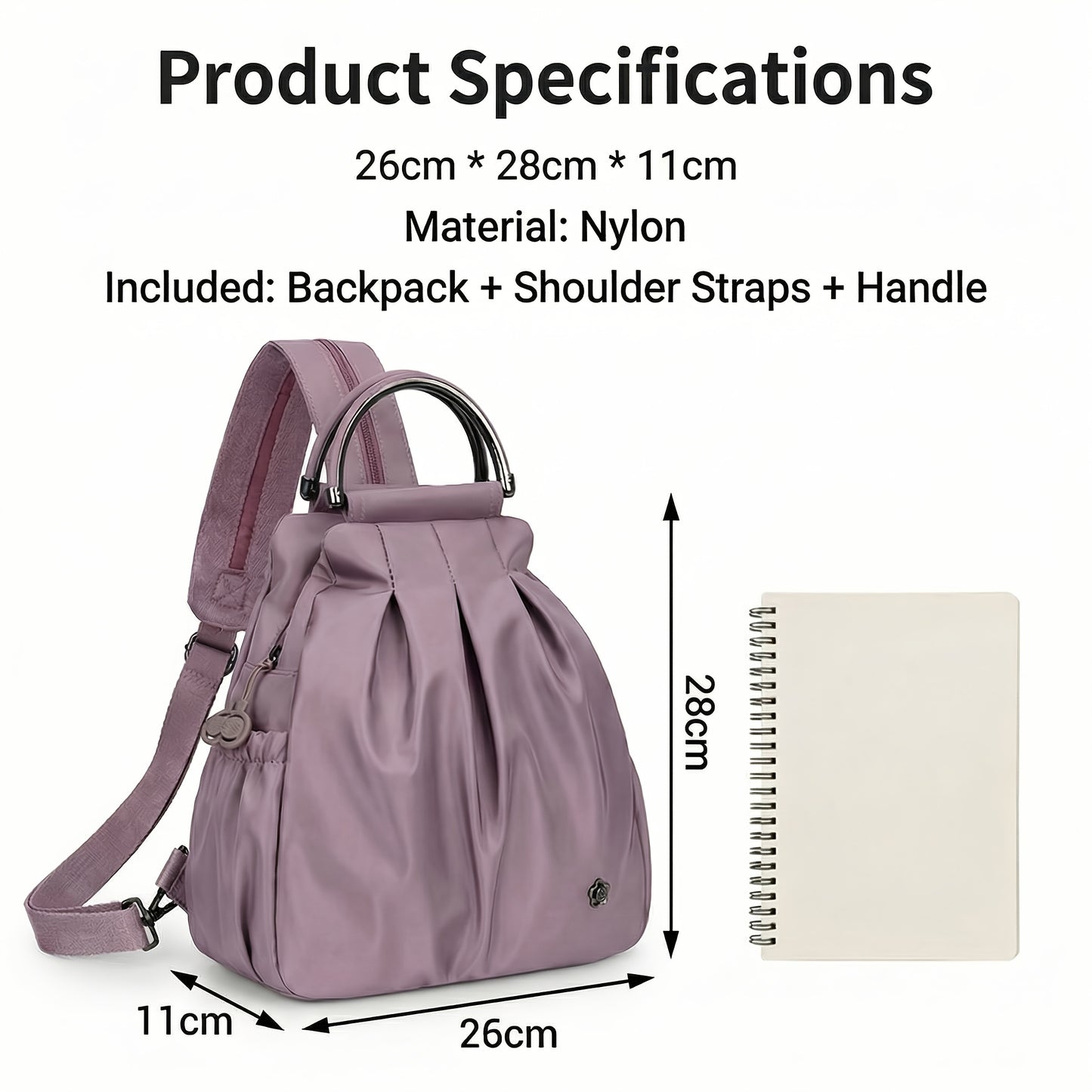 Women's Lightweight Nylon Casual Backpack