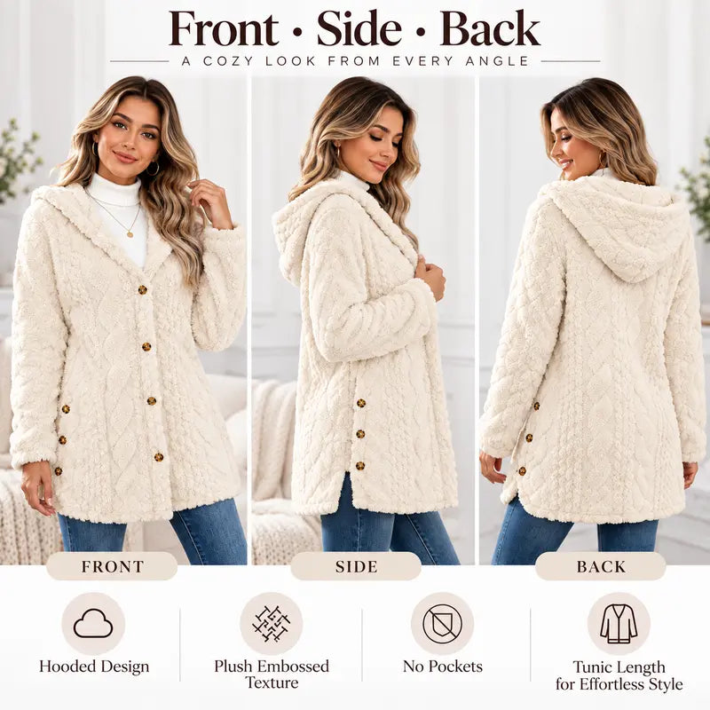 Women’s Plush Cardigan | Oversized Fit, Button Front