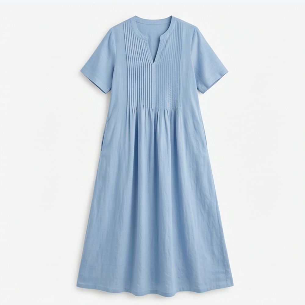 Pin-Tuck Maxi Dress with Pockets